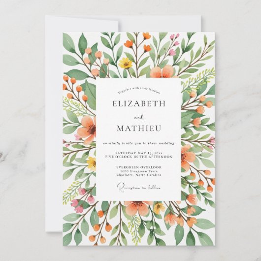Invitation Orange Dazzling Spring Wedding (Devant)