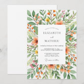Invitation Orange Dazzling Spring Wedding (Devant / Derrière)