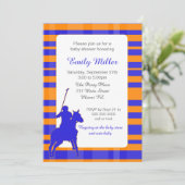Invitation Orange de bleu royal d'invitation de baby shower (Debout devant)