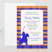 Invitation Orange de bleu royal d'invitation de baby shower (Devant / Derrière)