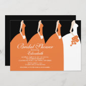 Invitation orange de Fête de la mariée de (Devant / Derrière)