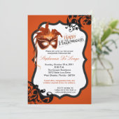 invitation orange de Halloween de masque de la (Debout devant)