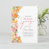 Invitation Orange de la Fête des mariées principale en agrume (Debout devant)