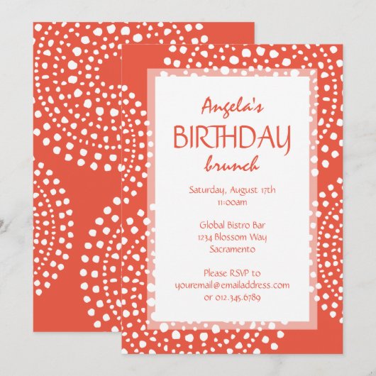 Invitation Orange de la tribu des Boho Mosaic (Devant / Derrière)