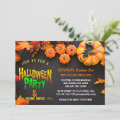 Invitation Orange de noir de partie de costume de Halloween (Debout devant)