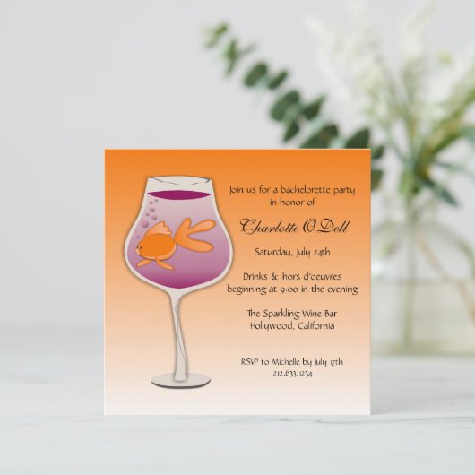 Invitation orange de poisson rouge; bachelorette (Debout devant)