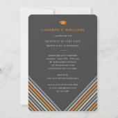Invitation Orange Diagonal Stripes Moderne Graduation Party (Dos)