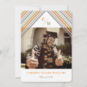 Invitation Orange Diagonal Stripes Moderne Graduation Party (Devant)