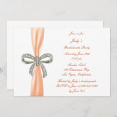 Invitation Orange Diamond Bow Bachelorette Party (Devant / Derrière)
