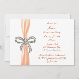 Invitation Orange Diamond Bow Bachelorette Party