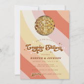 Invitation Orange Disco Rétro les années 70 Douche Couples (Devant)