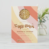 Invitation Orange Disco Rétro les années 70 Douche Couples (Debout devant)