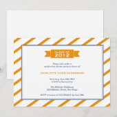 Invitation orange d'obtention du diplôme de rayure (Devant / Derrière)