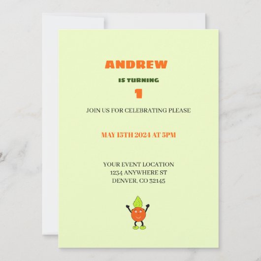 Invitation Orange drôle (Dos)