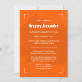 Invitation Orange Edgy Abstrait Brushstroke Photo Graduation (Dos)