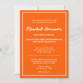 Invitation Orange Edgy Abstrait Torn Photo Graduation (Dos)