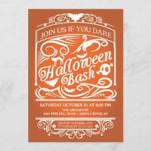 Invitation Orange Éffrayant Gothique Halloween