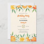 Invitation Orange Elegant Citrus Botanique Anniversaire (Devant)
