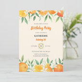 Invitation Orange Elegant Citrus Botanique Anniversaire (Debout devant)