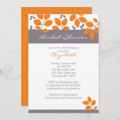 Invitation orange élégant de Fête de la mariée (Devant / Derrière)