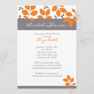 Invitation orange élégant de Fête de la mariée