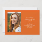 Invitation Orange Elegant Script 3 Photo Graduation Party (Dos)