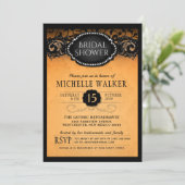 Invitation orange élégante de Fête de la mariée de (Debout devant)