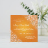 Invitation Orange élégante de parties scintillantes de (Debout devant)