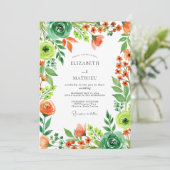 Invitation Orange Emerald Green Sparkling Spring Wedding (Debout devant)