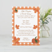 Invitation Orange En vichy Baby shower Citrouille (Debout devant)