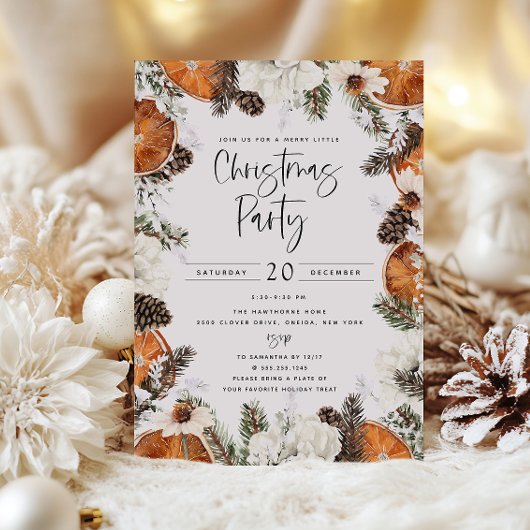 Invitation Orange épicé Fête de Noël