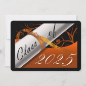 Invitation Orange et Black Graduation Party (Devant)