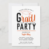 Invitation Orange et Black Graduation Party (Devant)