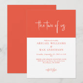 Invitation Orange et blanc Les deux de nous Mariage (Devant / Derrière)