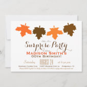 Invitation Orange et Brown automne Feuilles Anniversaire Surp (Devant)