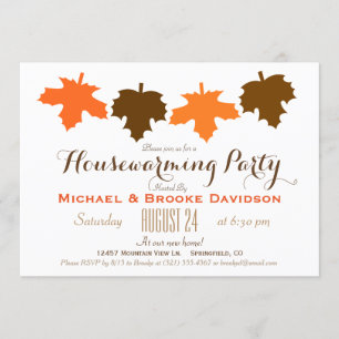 Invitation Orange et Brown automne Feuilles de chauffage dome