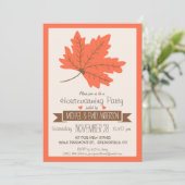 Invitation Orange et Brown Feuilles de Chute Fête de Chauffag (Debout devant)