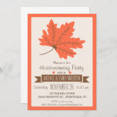 Invitation Orange et Brown Feuilles de Chute Fête de Chauffag (Devant / Derrière)