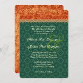 Invitation Orange et Forest Green mariage damassé V09 (Devant / Derrière)