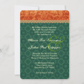 Invitation Orange et Forest Green mariage damassé V09 (Devant)
