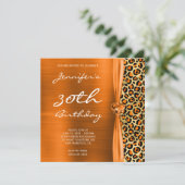Invitation Orange et Gold Leopard Foil 30e anniversaire (Debout devant)