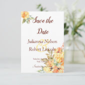 Invitation Orange et jaune aquarelle floral enregistrer la da (Debout devant)