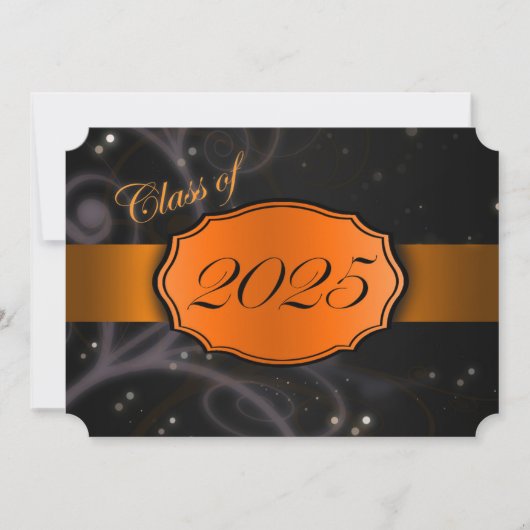 Invitation Orange et noir 2025 Graduation (Devant)