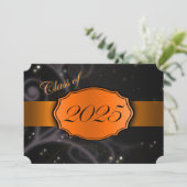 Invitation Orange et noir 2025 Graduation (Debout devant)