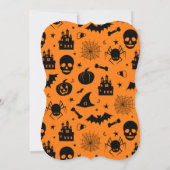 Invitation orange et noire de partie de Halloween (Dos)