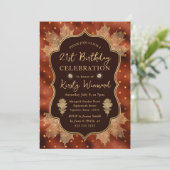 Invitation Orange et or automne Feuilles automnales 21e anniv (Debout devant)