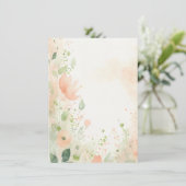 Invitation Orange et pêche aquarelle floral blanc mariage (Debout devant)