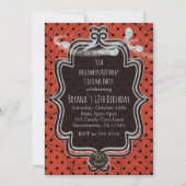 Invitation Orange et points noirs fantaisistes Halloween (Devant)