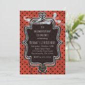 Invitation Orange et points noirs fantaisistes Halloween (Debout devant)