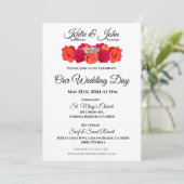 Invitation Orange et rose en fleurs et brillance - (Debout devant)